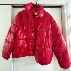 a new day Cherry Red Puffer Jacket